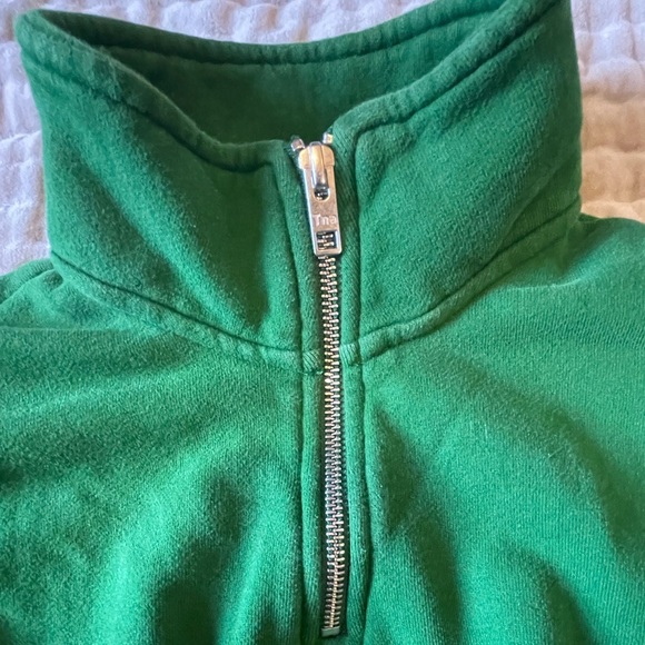 TNA Aritzia Cozy Fleece Money Green 1/4 Quarter Zip Cropped Sweatshirt Vintage S - Picture 7 of 14
